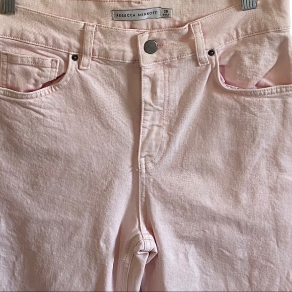 NWT Rebecca Minkoff Pink Dominica Cropped Straight Leg High Rise Jeans Size 28 - Picture 7 of 15